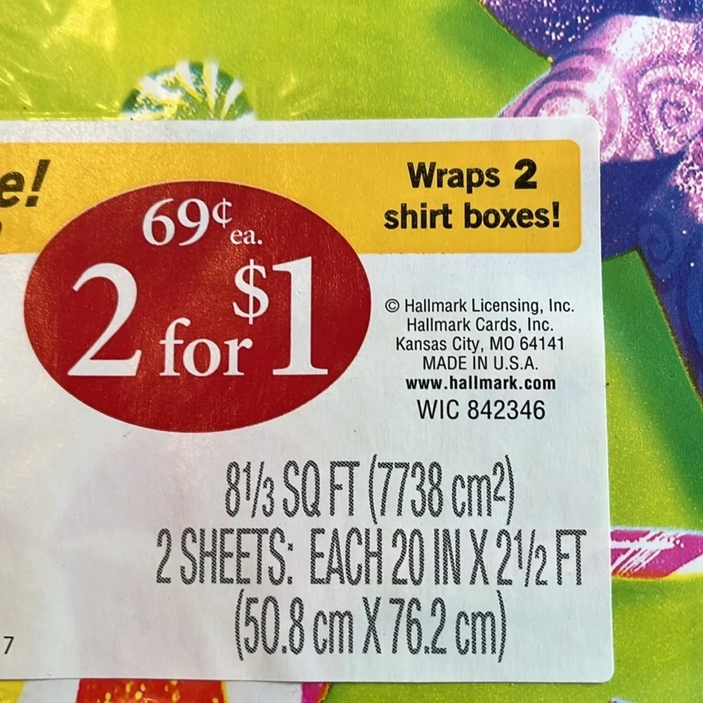 Hallmark Lime Green Pinwheel & Candy Birthday Gift Wrap